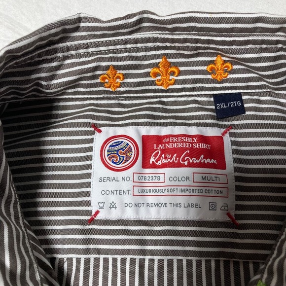 Robert Graham FRESHLY LAUNDERED SHIRT Striped w/  Rainbow Accents Men's Size XXL - Picture 4 of 8